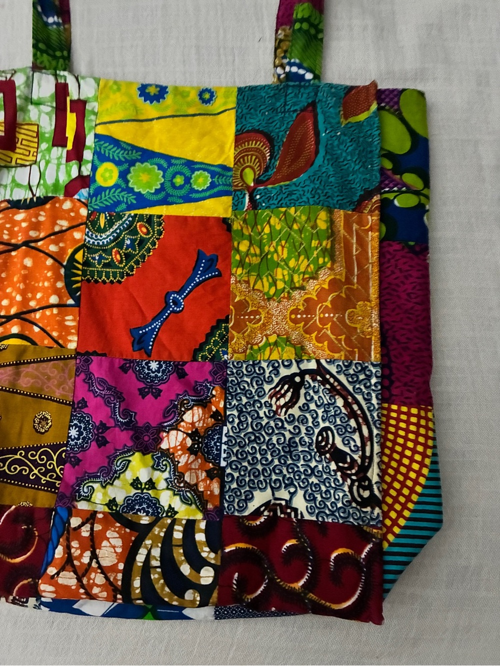 Gorgeous Boho Chic Unique Handmade Patchwork Vibrant Tote Bag, Like New - Picture 3 of 16